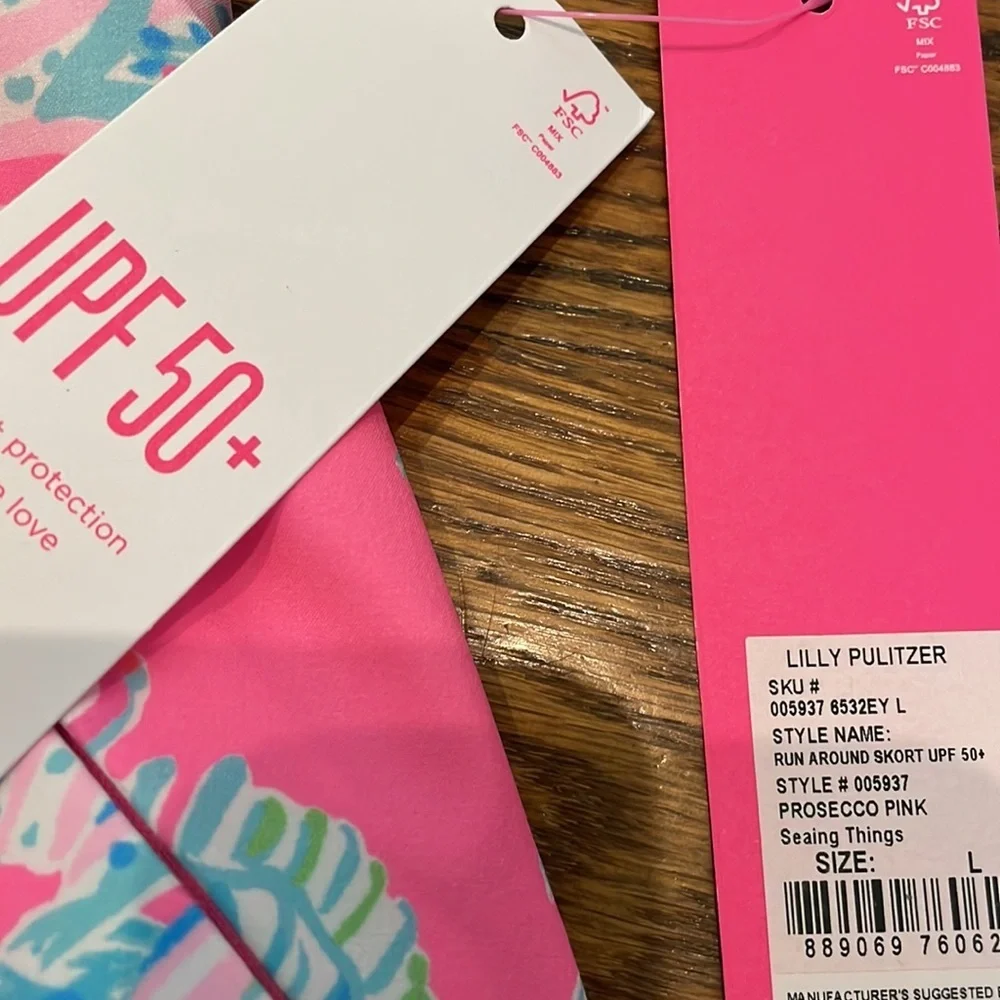Lilly Pulitzer UPF 50+ Luxletic Run Around Skort Prosecco Pink Seaing Things L - Picture 7 of 9
